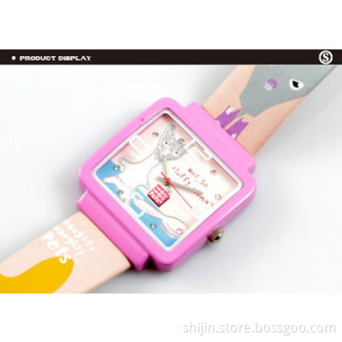 Lovely children's watch, leather and plastic